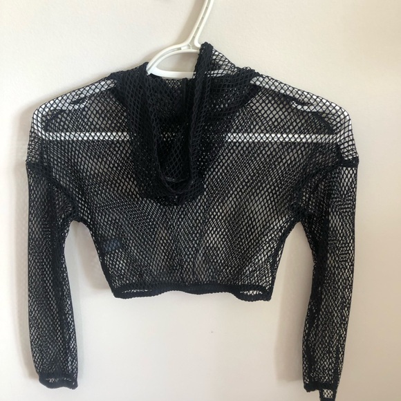 Fishnet Long Sleeve Crop Top S - Picture 5 of 6